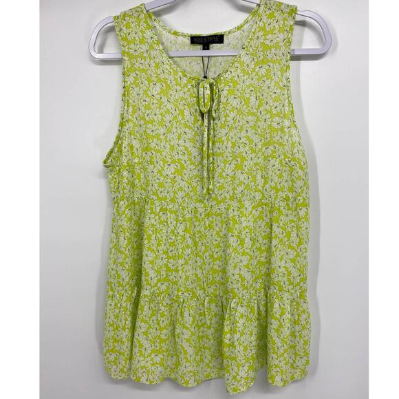 Rose & Thyme Womens Green Floral Sleeveless Blouse NEW Small - Picture 1 of 11